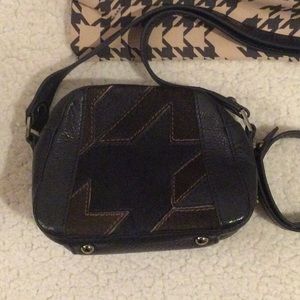 Lamb blue and brown leather purse